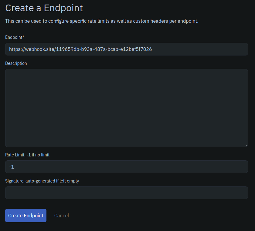 Create endpoint screenshot